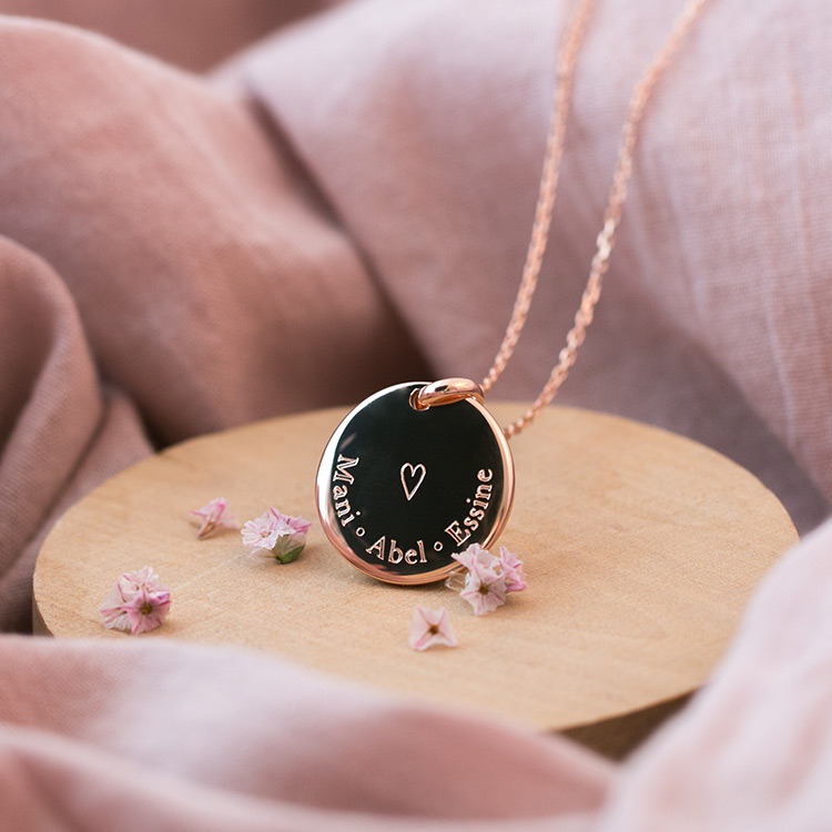  Collana personalizzata 3 nomi oro rosa