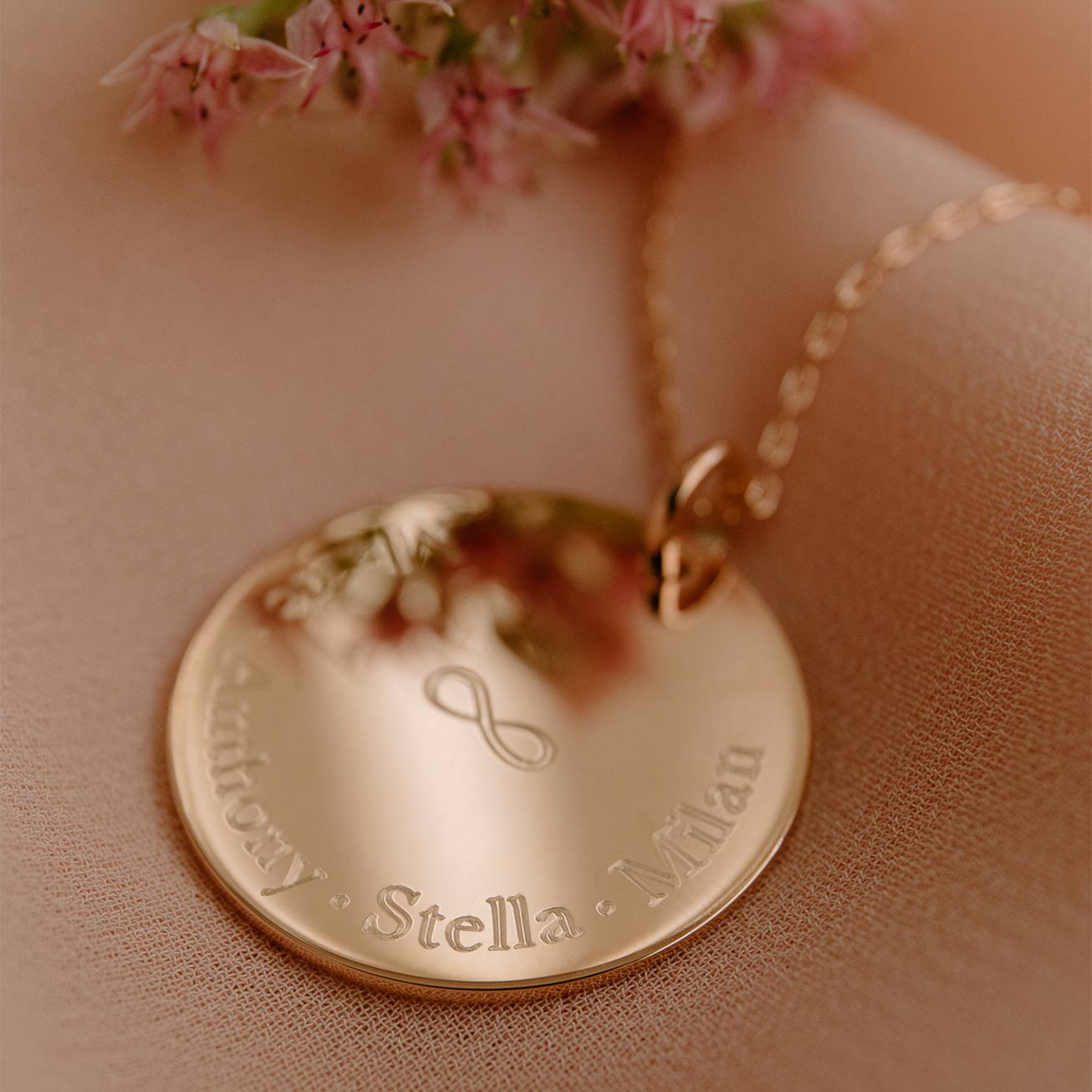 Collana personalizzata 27mm infinito oro rosa