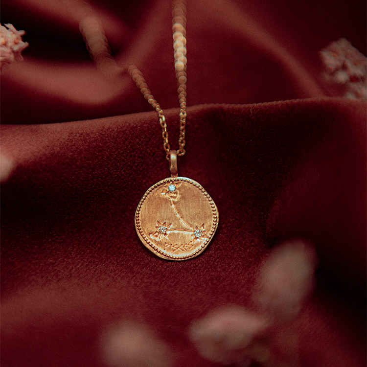 Collana segno zodiacale zirconi Pesci